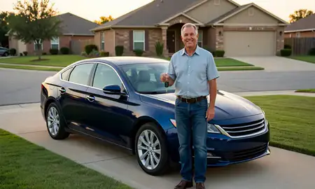 Car delivered to a driveway in Mesquite, Texas, United States