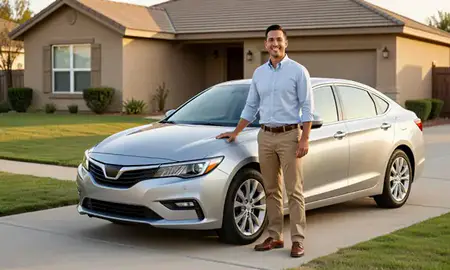 Customer with their delivered car in Midland, Texas, United States