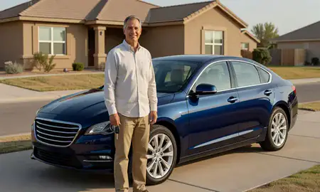Car delivered to a driveway in Odessa, Texas, United States