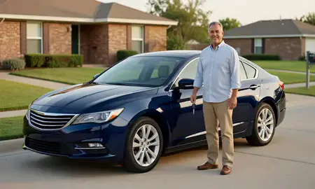 Car delivered to a driveway in Pasadena, Texas, United States