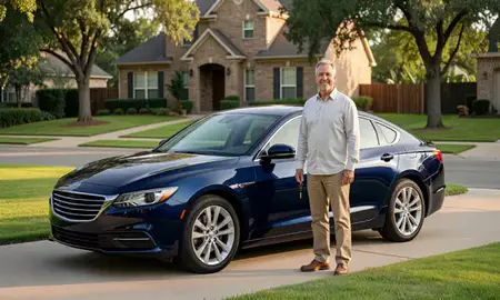 Car delivered to a driveway in Plano, Texas, United States