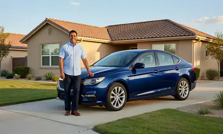 Customer with their delivered car in San Antonio, Texas, United States