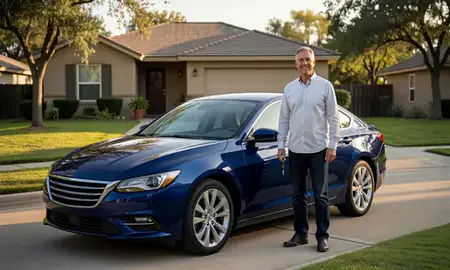Car delivered to a driveway in San Antonio, Texas, United States