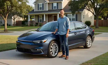 Customer with their delivered car in Tyler, Texas, United States