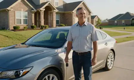 Car delivered to a driveway in Waco, Texas, United States