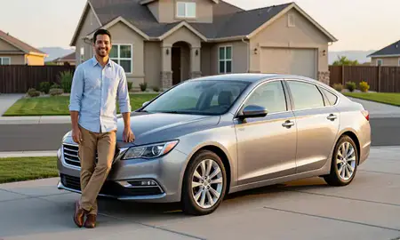 Customer with their delivered car in Utah, United States
