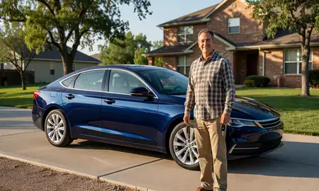 Car delivered to a driveway in Utah, United States