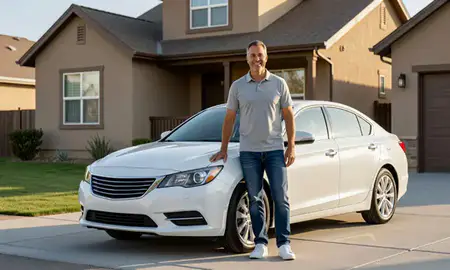 Customer with their delivered car in American Fork, Utah, United States