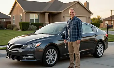 Car delivered to a driveway in American Fork, Utah, United States