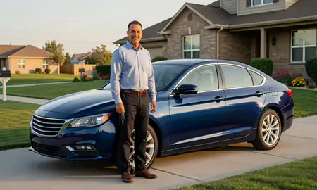 Car delivered to a driveway in Bountiful, Utah, United States