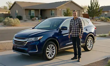 Car delivered to a driveway in Cedar City, Utah, United States