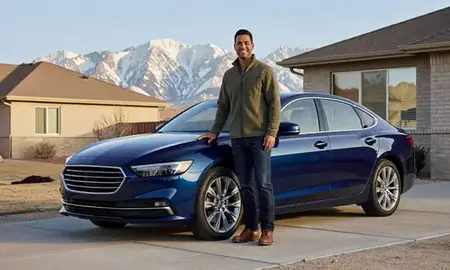Customer with their delivered car in Draper, Utah, United States