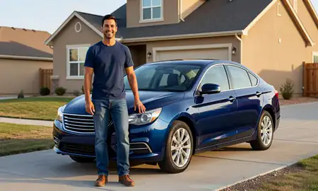 Customer with their delivered car in Eagle Mountain, Utah, United States