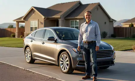 Car delivered to a driveway in Eagle Mountain, Utah, United States