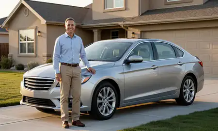 Customer with their delivered car in Herriman, Utah, United States