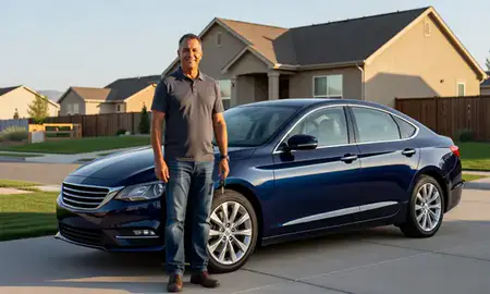 Car delivered to a driveway in Herriman, Utah, United States