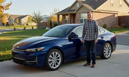 Car delivered to a driveway in Lehi, Utah, United States