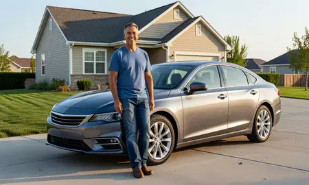 Customer with their delivered car in Logan, Utah, United States
