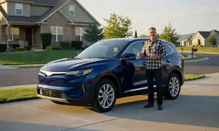 Car delivered to a driveway in Logan, Utah, United States