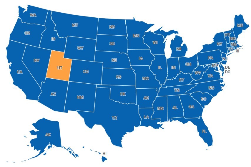 Map of Utah, USA