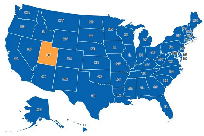 Map of Utah, United States