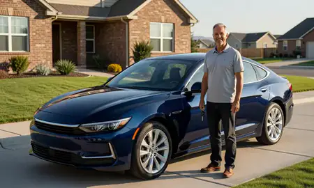 Car delivered to a driveway in Midvale, Utah, United States