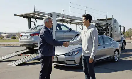 Vehicle owner beside their delivered car in Midvale, Utah, United States