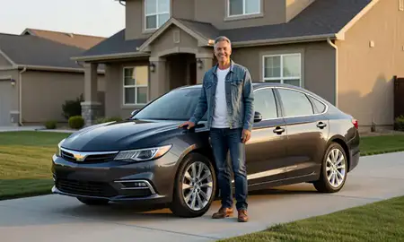 Customer with their delivered car in Millcreek, Utah, United States