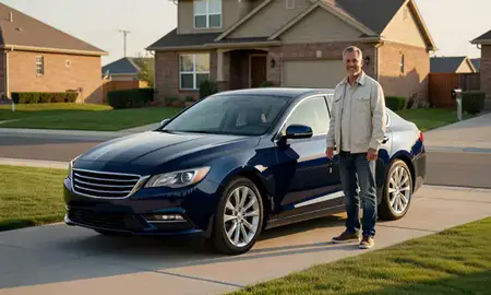 Car delivered to a driveway in Murray, Utah, United States