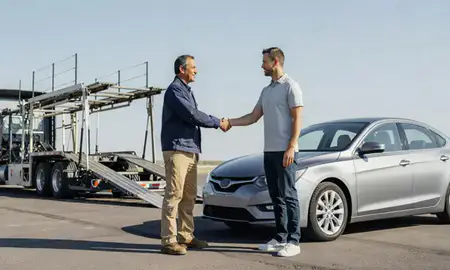 Vehicle owner beside their delivered car in Murray, Utah, United States