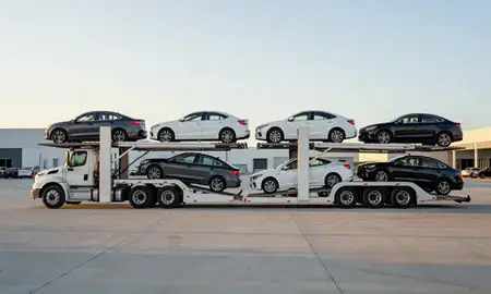 Car transporter parked in an industrial area of Murray, Utah, United States