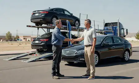 Vehicle owner beside their delivered car in Orem, Utah, United States