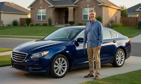 Car delivered to a driveway in Pleasant Grove, Utah, United States