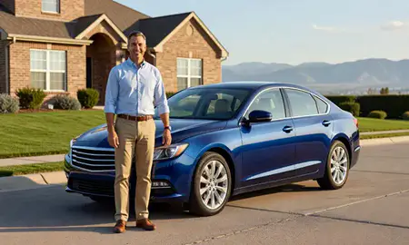 Customer with their delivered car in Provo, Utah, United States