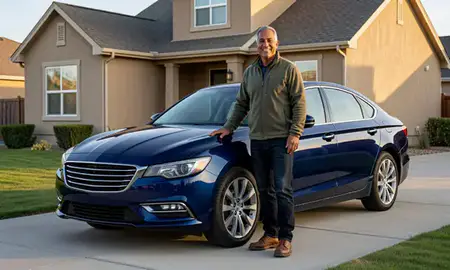 Customer with their delivered car in Riverton, Utah, United States