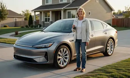Car delivered to a driveway in Riverton, Utah, United States