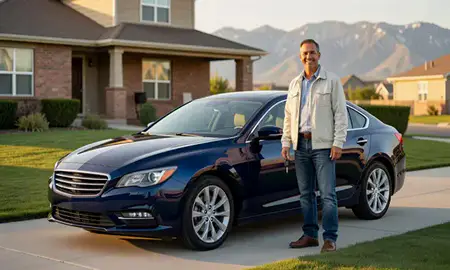 Car delivered to a driveway in Salt Lake City, Utah, United States