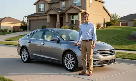 Customer with their delivered car in Sandy, Utah, United States