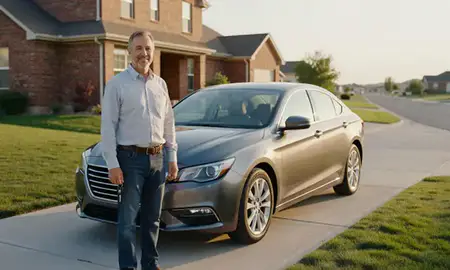 Car delivered to a driveway in South Jordan, Utah, United States