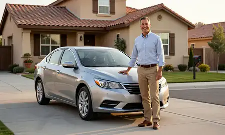 Customer with their delivered car in Spanish Fork, Utah, United States