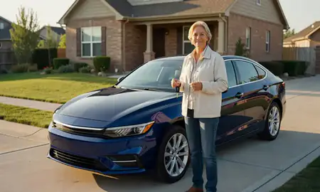 Car delivered to a driveway in Spanish Fork, Utah, United States