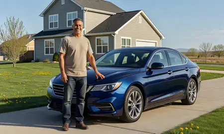 Customer with their delivered car in Springville, Utah, United States