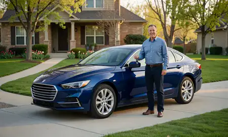 Car delivered to a driveway in Springville, Utah, United States