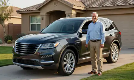 Car delivered to a driveway in St. George, Utah, United States