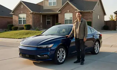 Customer with their delivered car in Taylorsville, Utah, United States