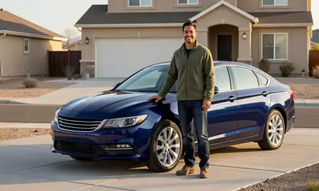 Customer with their delivered car in West Jordan, Utah, United States