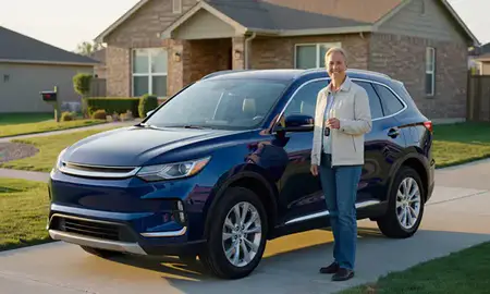 Car delivered to a driveway in West Jordan, Utah, United States