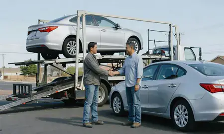 Vehicle owner beside their delivered car in West Jordan, Utah, United States
