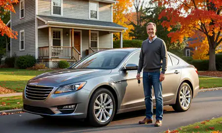 Car delivered to a driveway in Vermont, United States