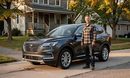 Car delivered to a driveway in Bellows Falls, Vermont, United States